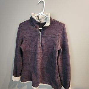 Kuhl Women's Blue/Navy Quarter-Zip Sweater with Cream Accents